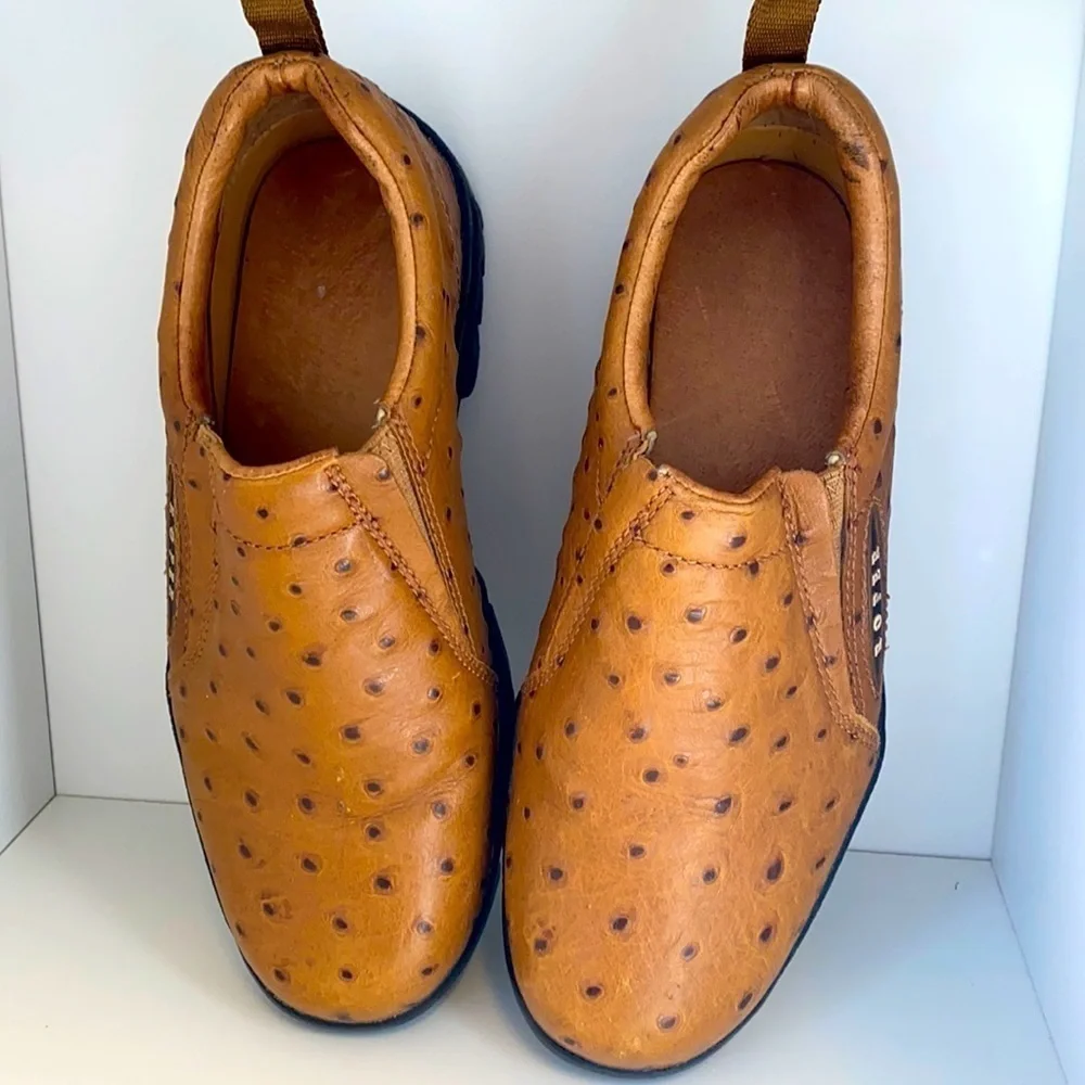Men’s Roper Cotter Ostrich Print Casual Leather Comfort Shoes Size 7